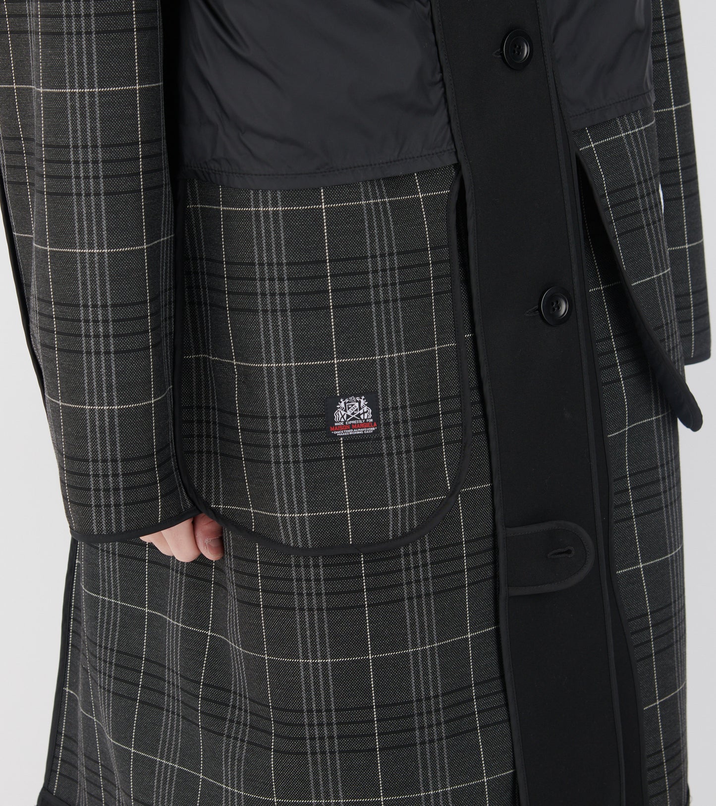 Reversible Checked Coat Black