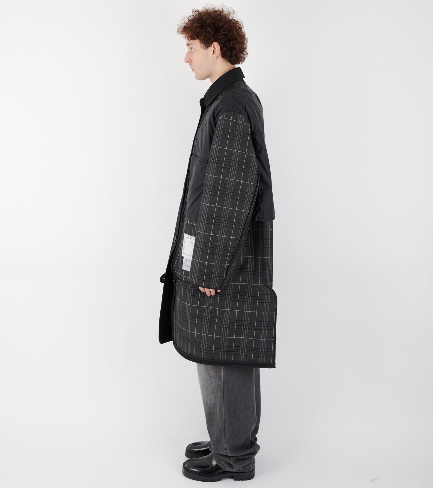 Reversible Checked Coat Black