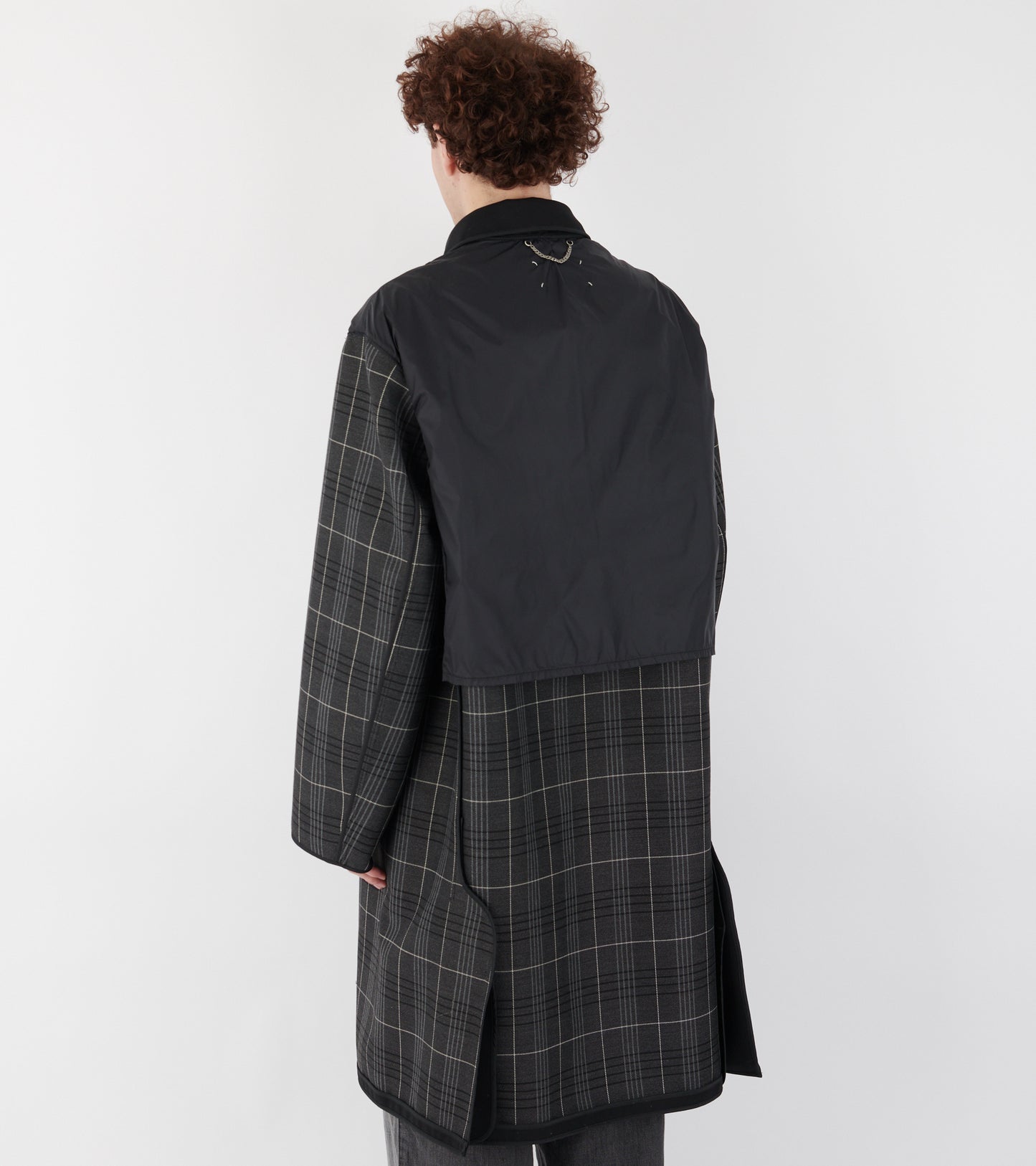 Reversible Checked Coat Black