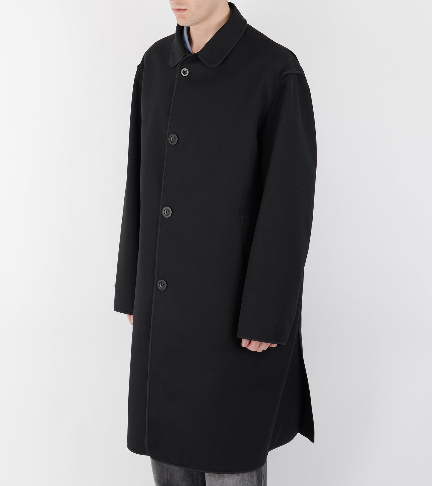 Reversible Checked Coat Black