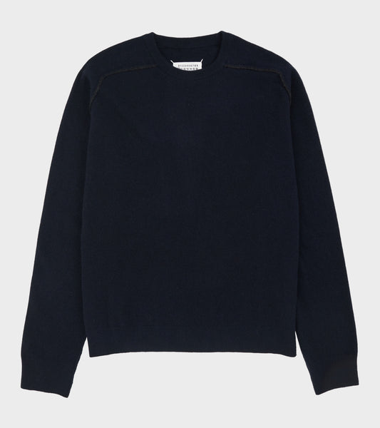 Virgin Wool Crewneck Sweater Navy Blue