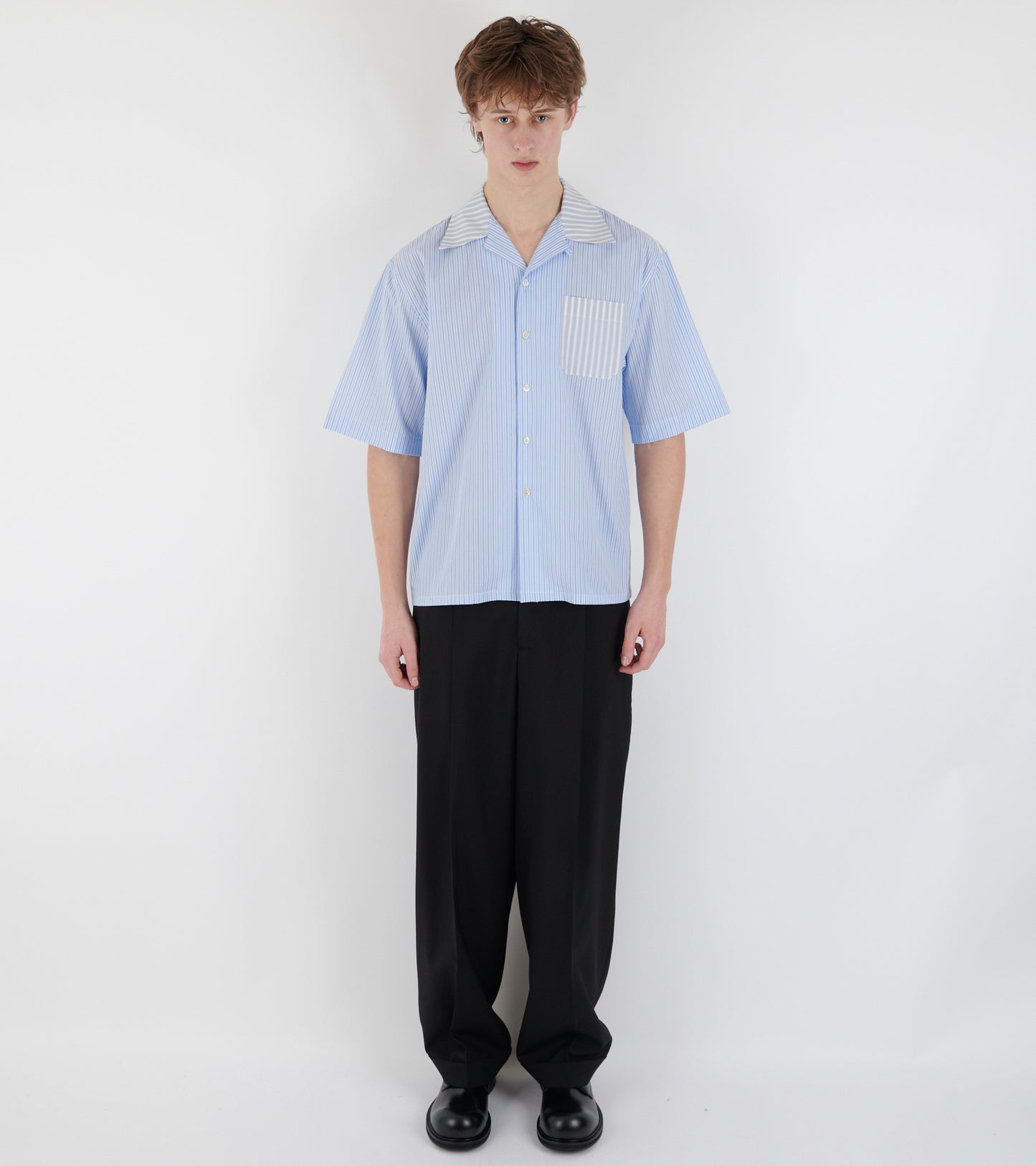 Striped Poplin S/S Shirt Light Blue