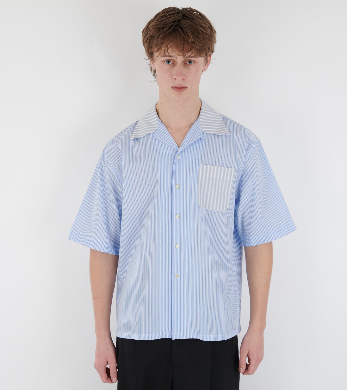 Striped Poplin S/S Shirt Light Blue