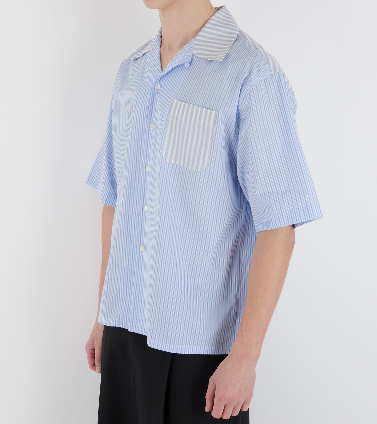 Striped Poplin S/S Shirt Light Blue