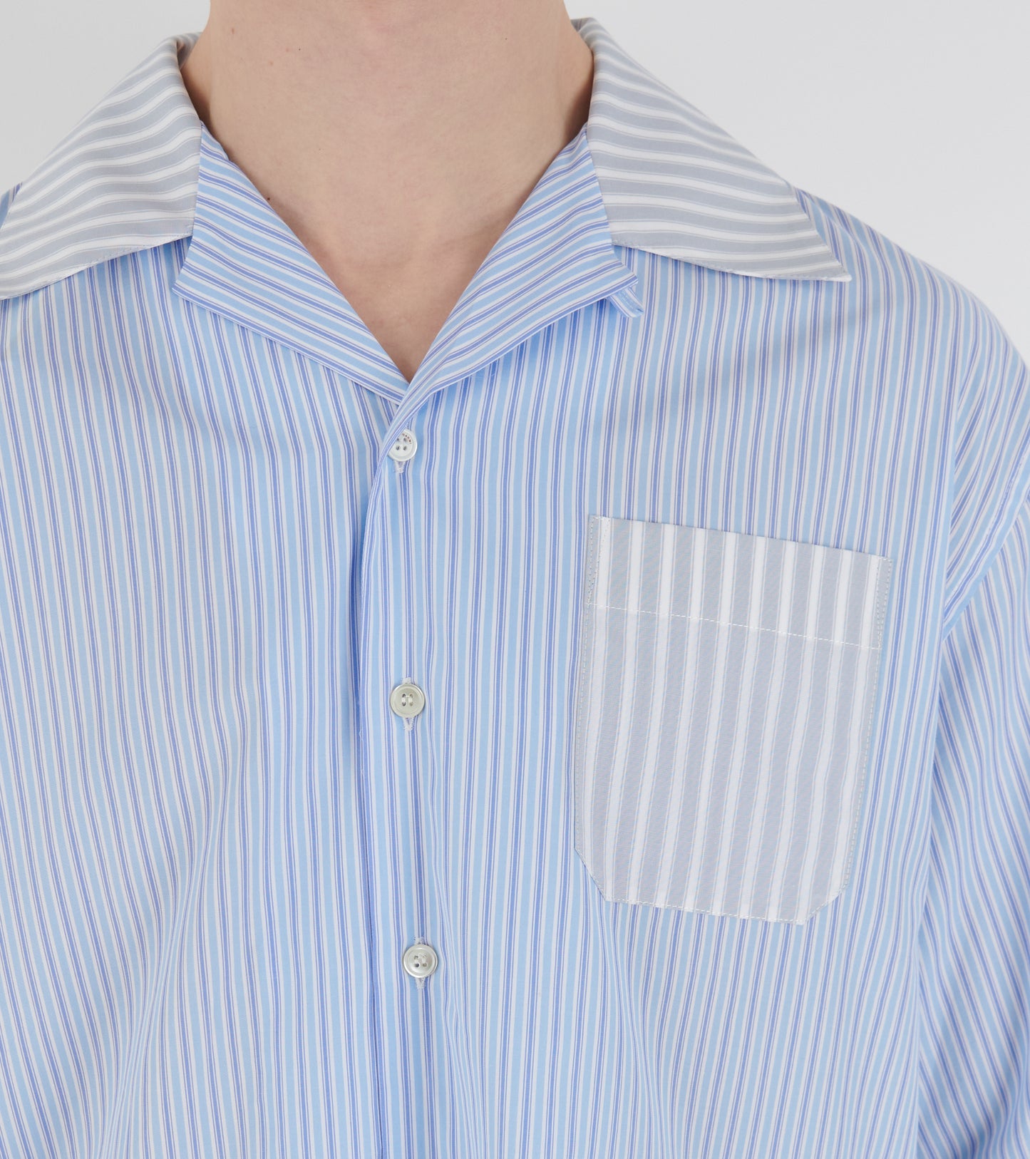 Striped Poplin S/S Shirt Light Blue