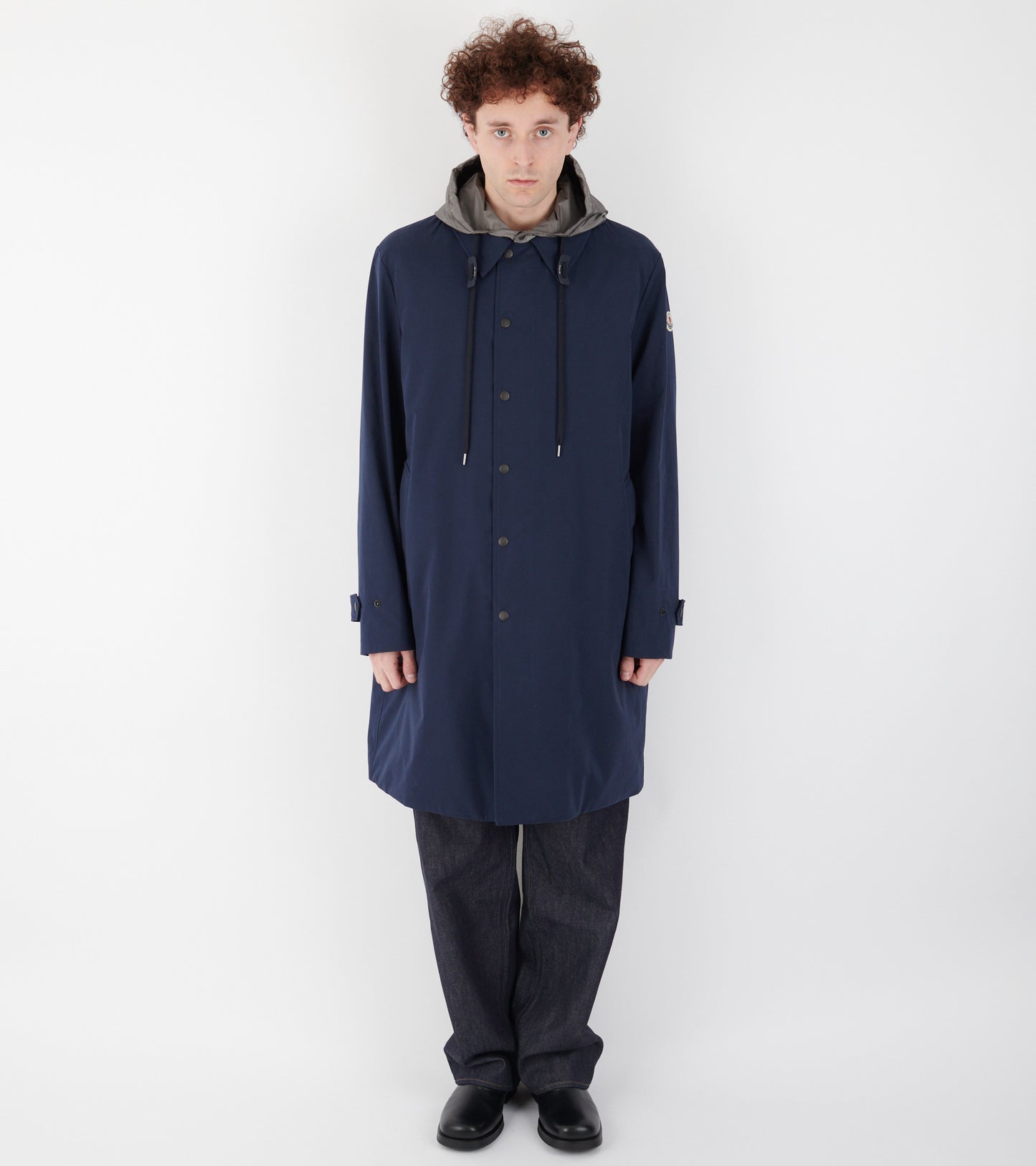 Kervoyal Hooded Long Down Parka Coat Navy Blue