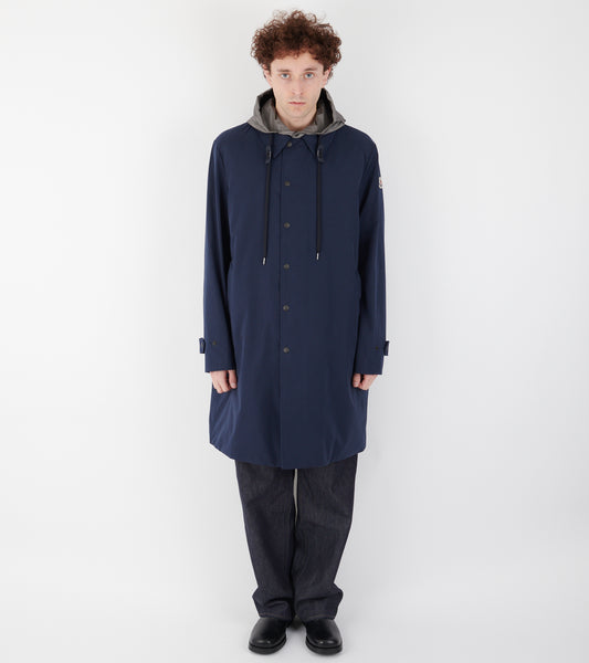 Kervoyal Hooded Long Down Parka Coat Navy Blue