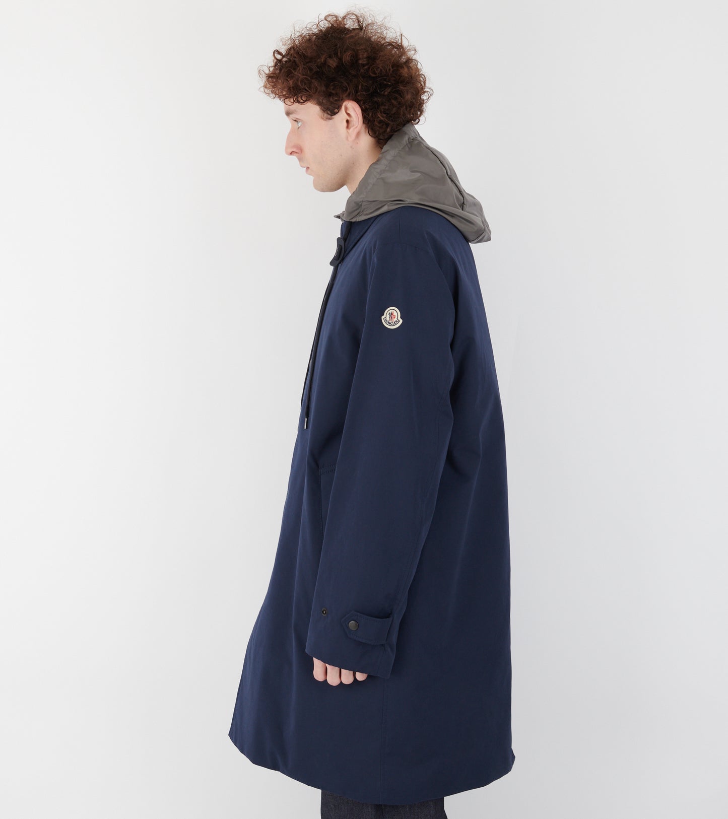 Kervoyal Hooded Long Down Parka Coat Navy Blue