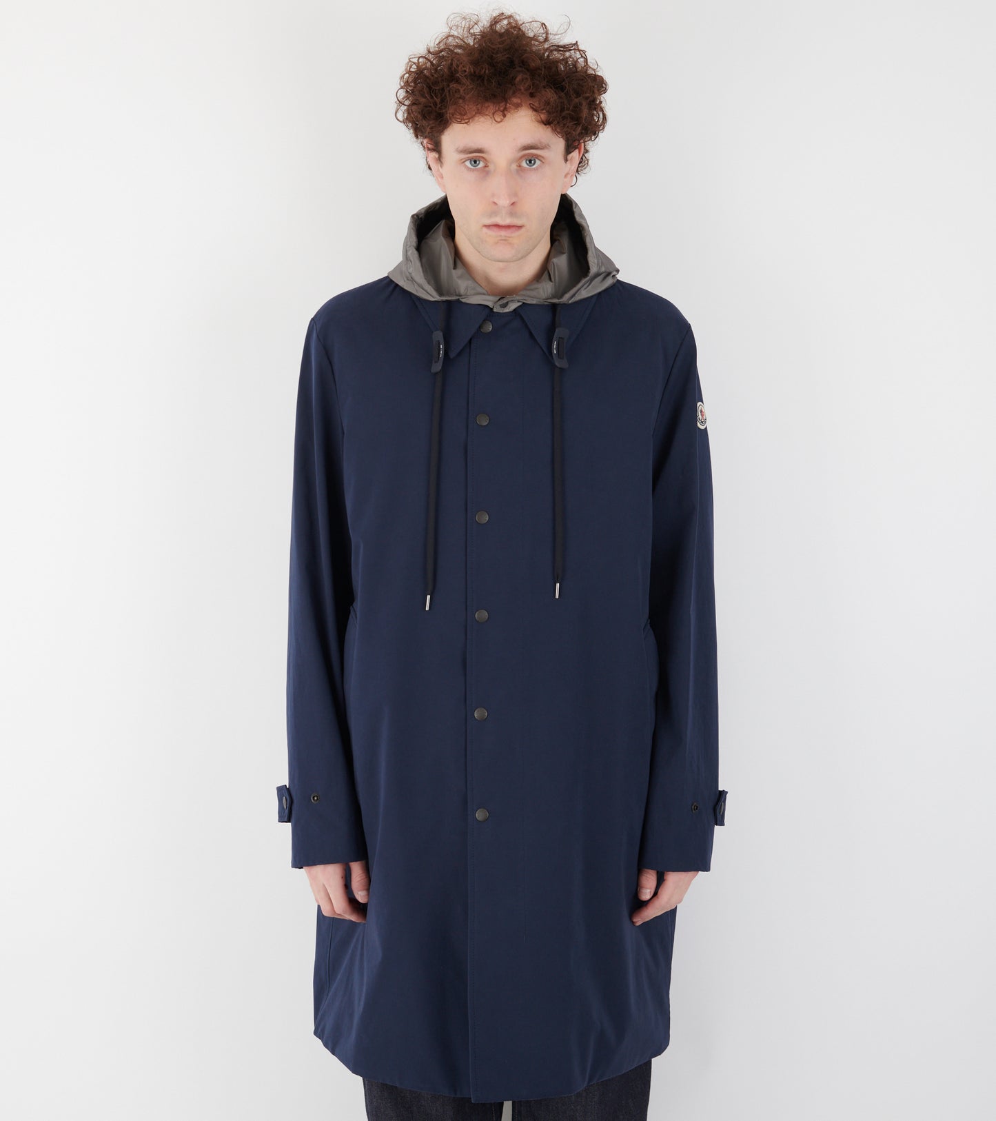 Kervoyal Hooded Long Down Parka Coat Navy Blue