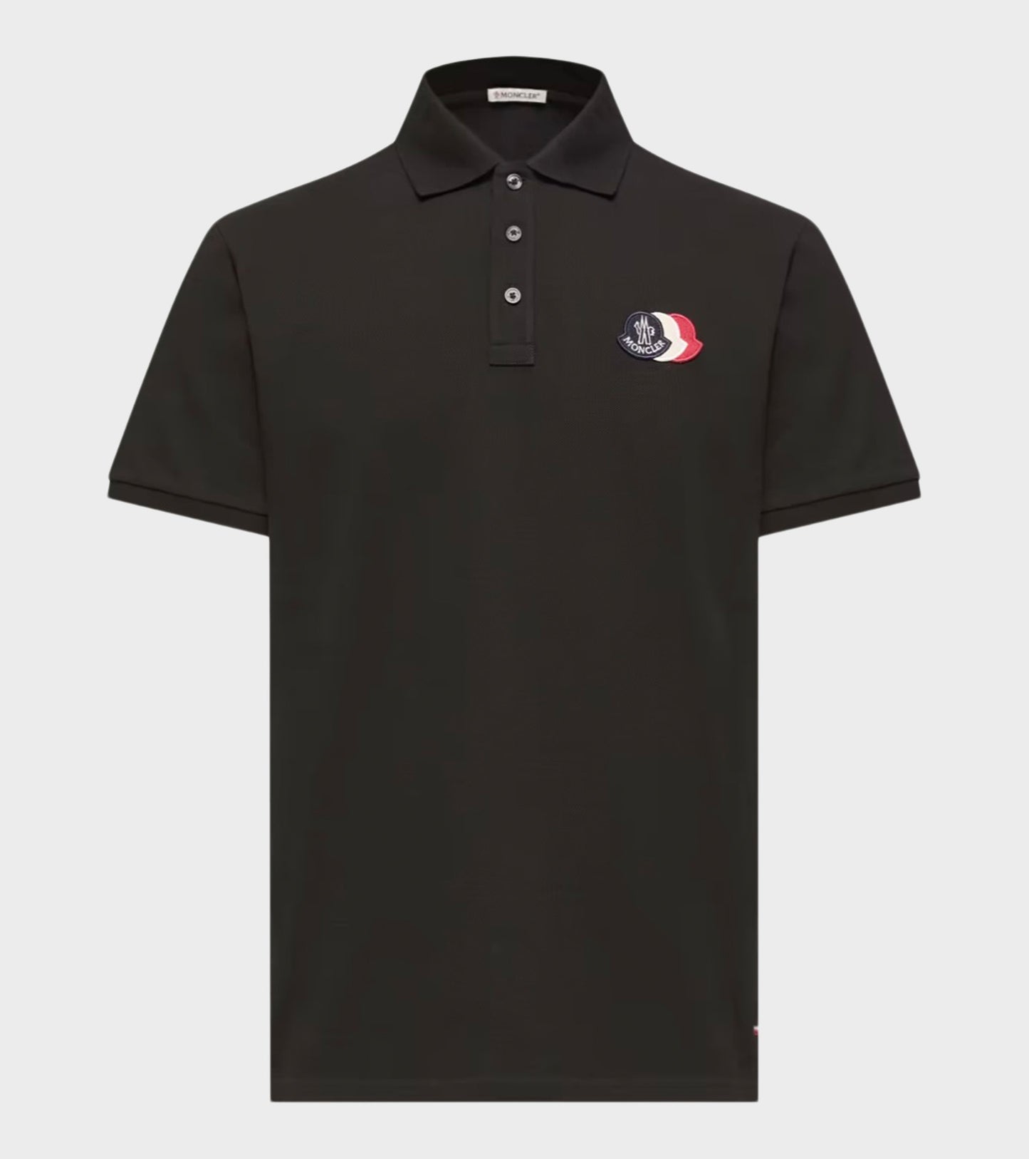 Logo Patch Cotton Pique Polo Shirt Black