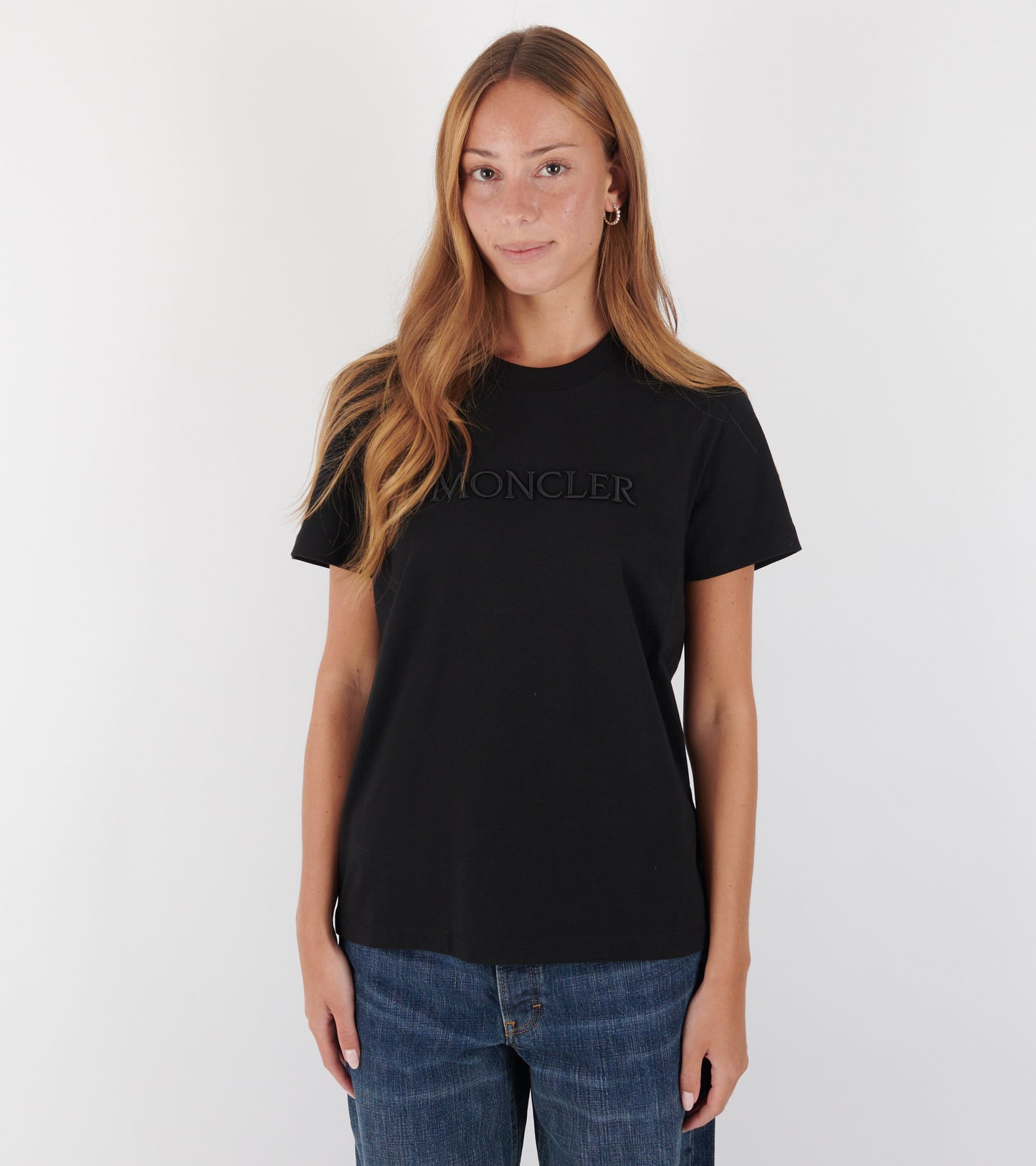 Embroidered Tonal Logo Cotton T-shirt Black
