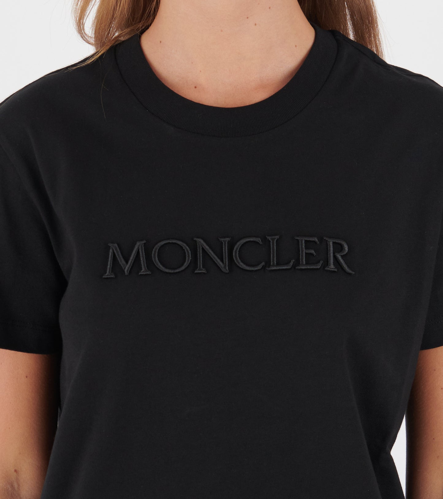 Embroidered Tonal Logo Cotton T-shirt Black