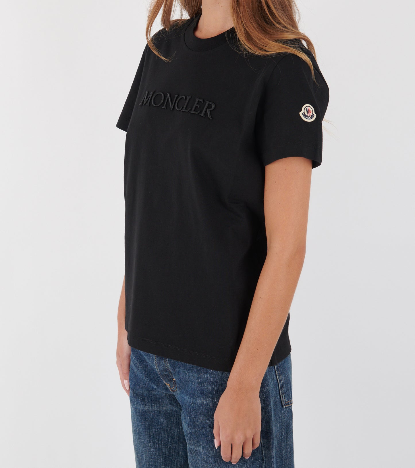 Embroidered Tonal Logo Cotton T-shirt Black