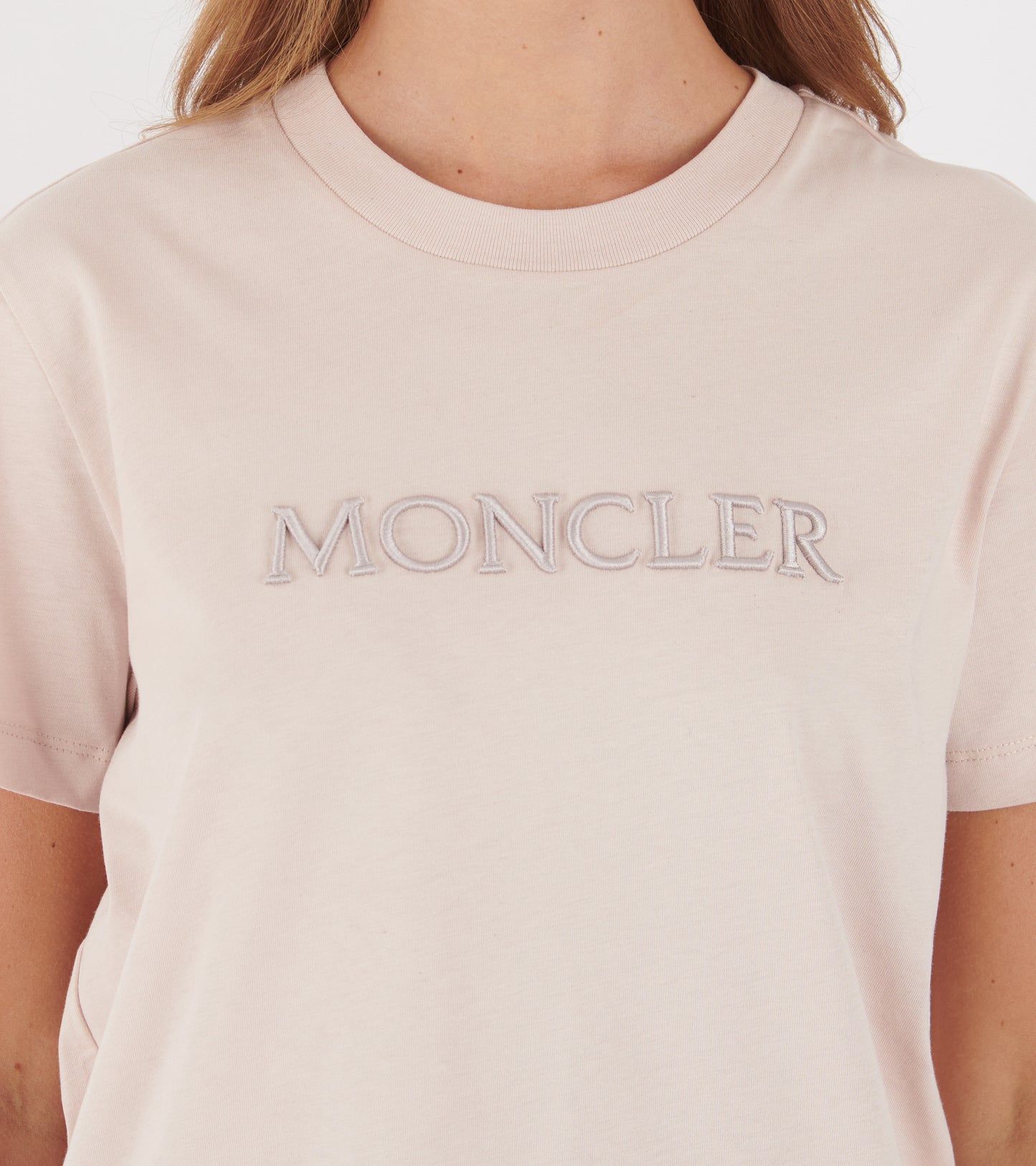 Embroidered Tonal Logo Cotton T-shirt Pink