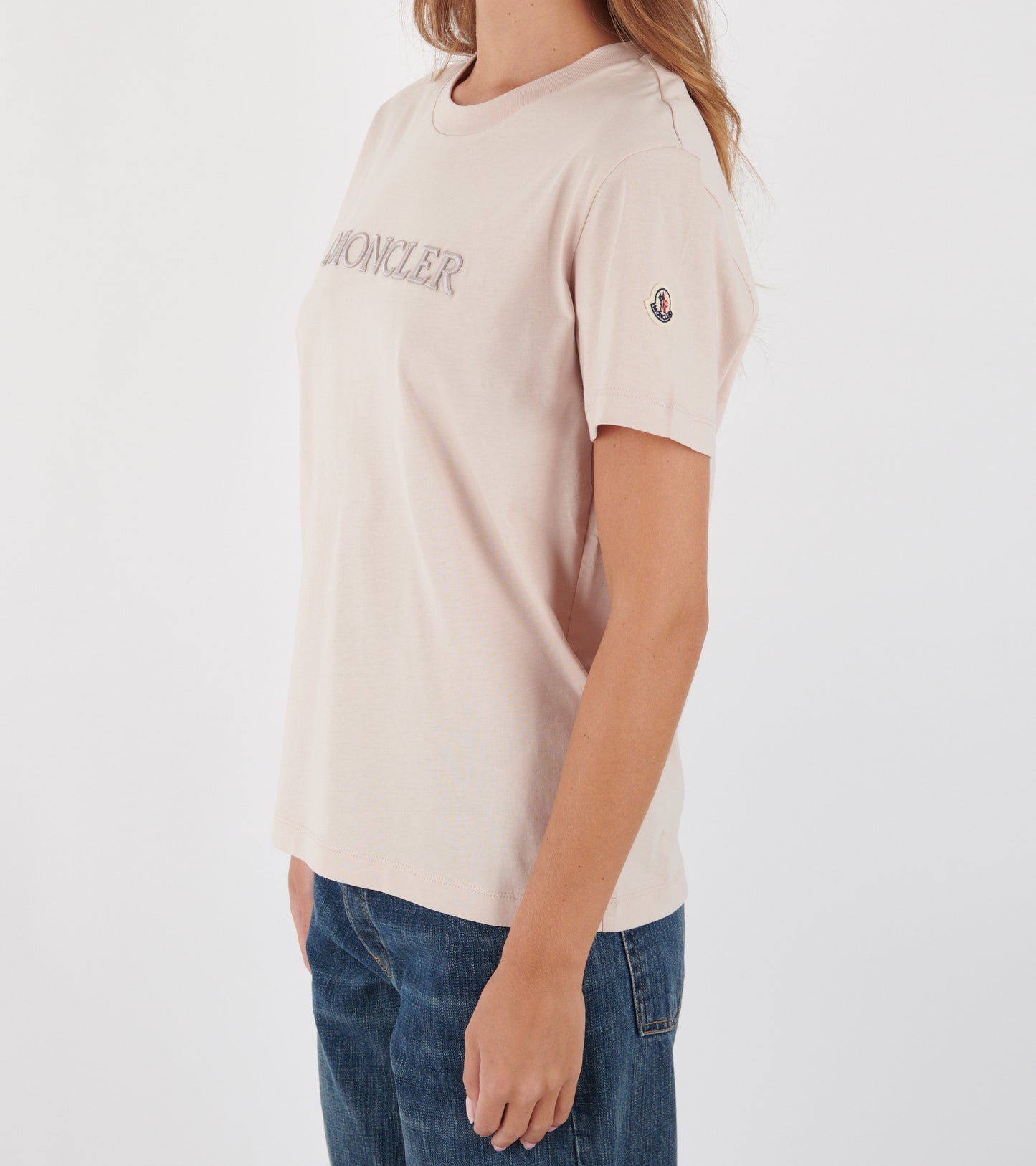 Embroidered Tonal Logo Cotton T-shirt Pink
