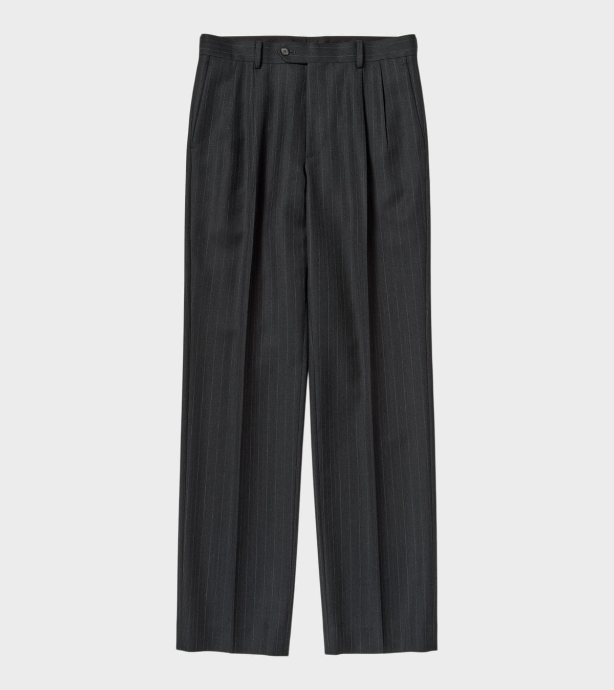 Bluefaced Wool Two-Tuck Slacks Navy Stripes