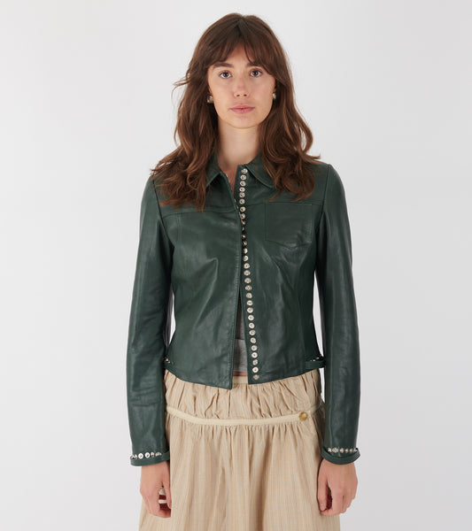 Octavia Leather Jacket Dark Green