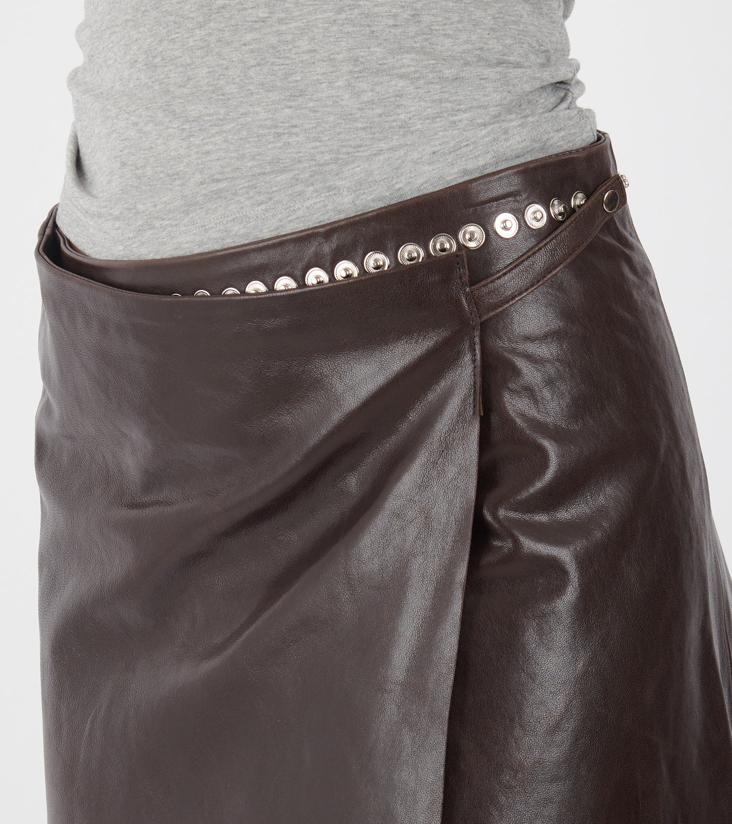 Sandi Leather Skirt Brown