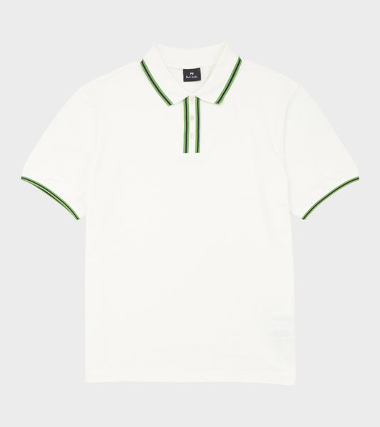 S/S Polo Shirt White/Green