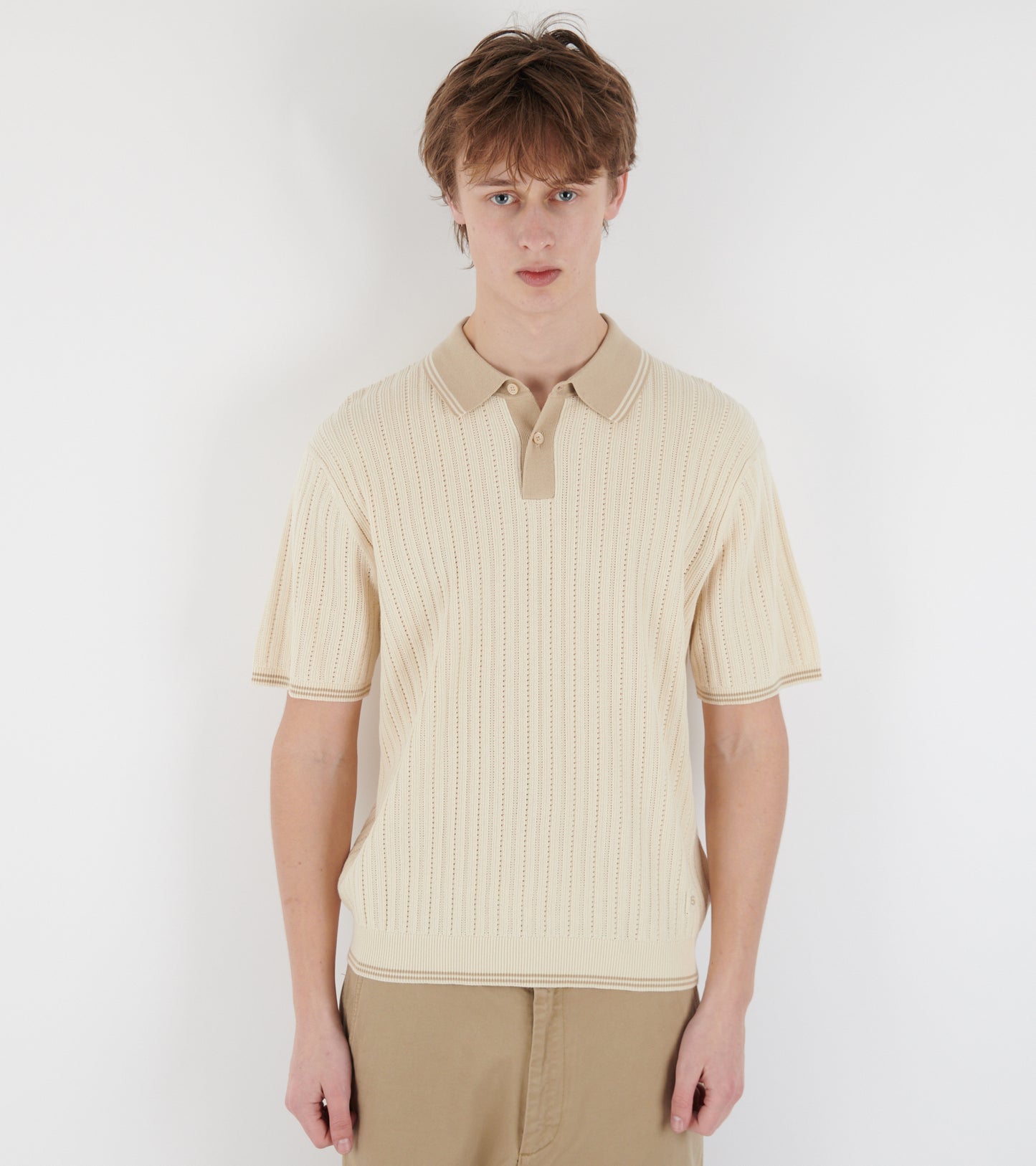 S/S Sweater Polo Beige Mix