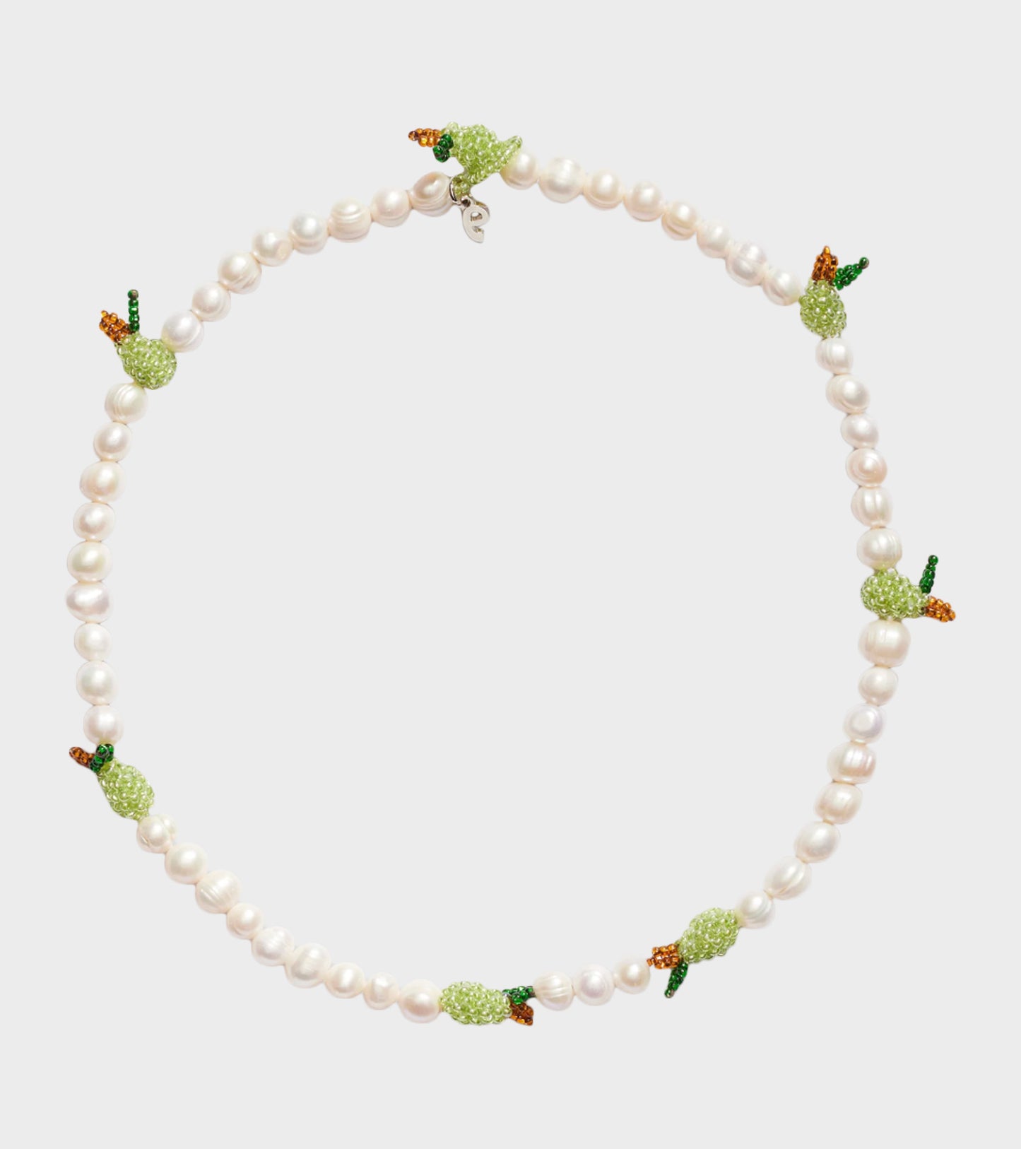 Multi Pearl Pear Necklace Green/Brown/White