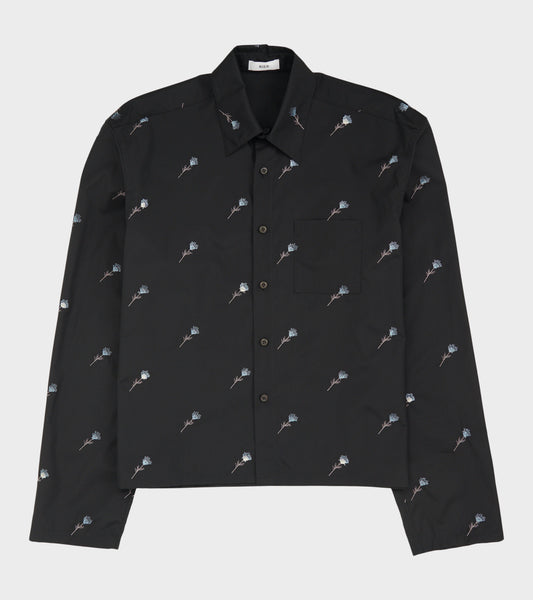 Poplin Shirt Mini Black Flowers
