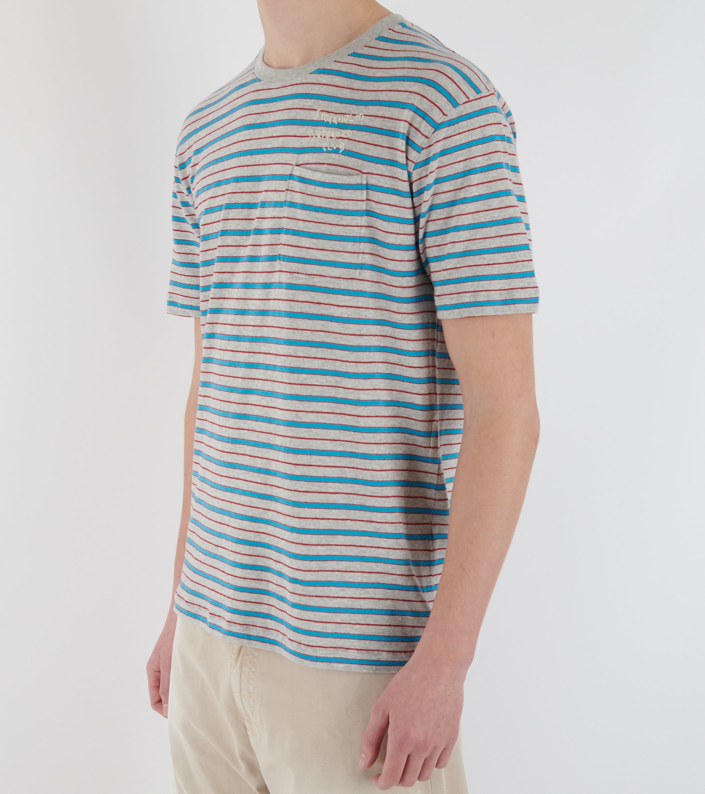 Franz Striped Pocket Tee Grey
