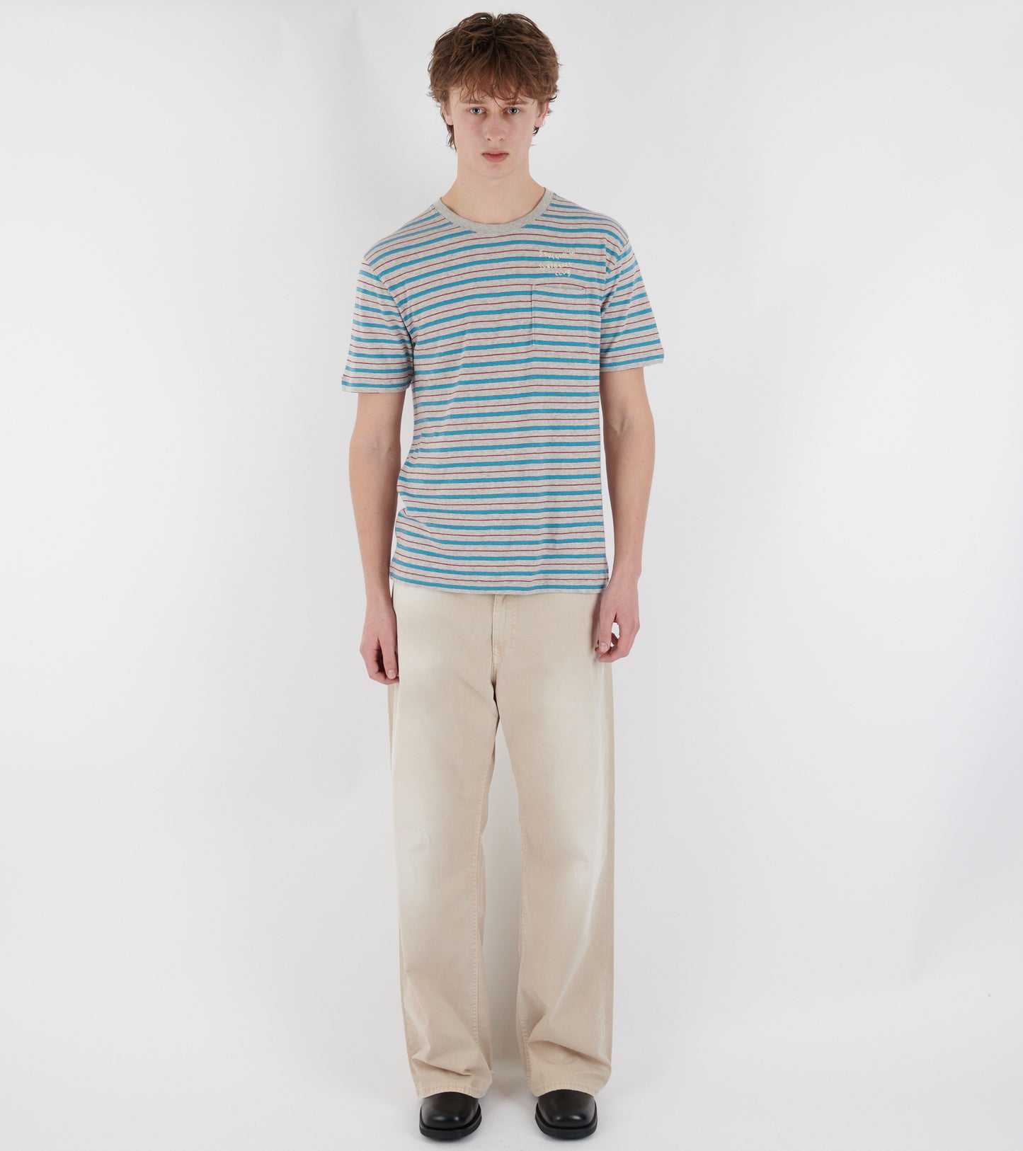 Franz Striped Pocket Tee Grey