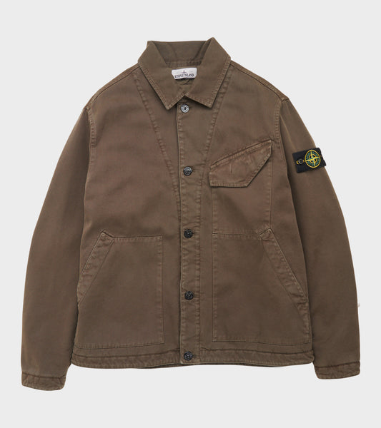 Cotton Panama Old Effect-TC Jacket Olive Brown