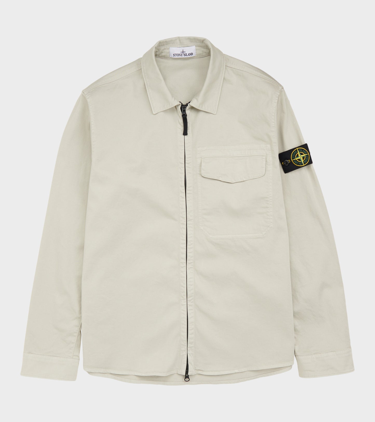 Cotton Zip Overshirt Beige