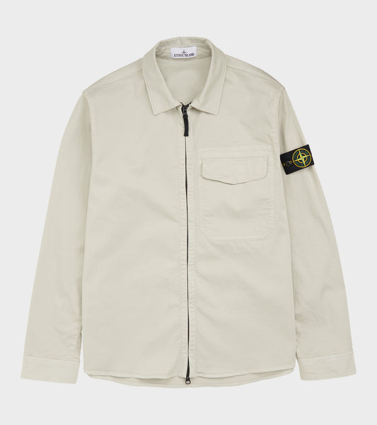 Cotton Zip Overshirt Beige