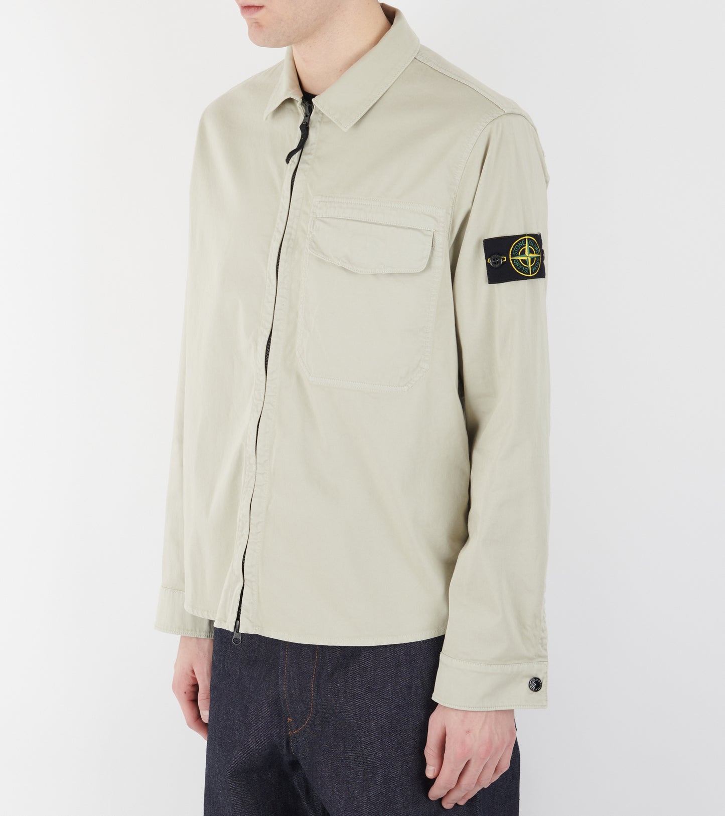 Cotton Zip Overshirt Beige