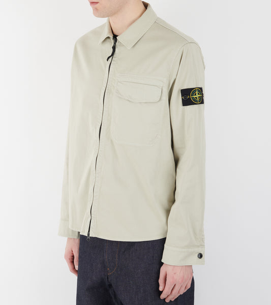 Cotton Zip Overshirt Beige