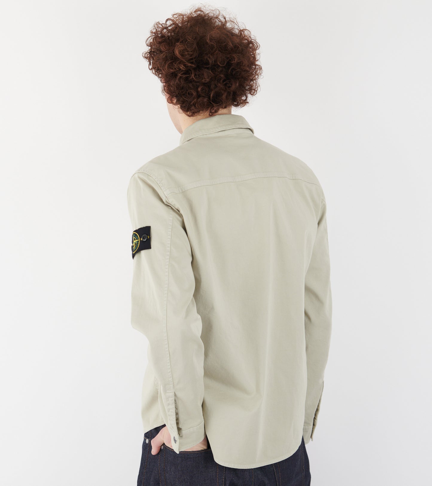 Cotton Zip Overshirt Beige