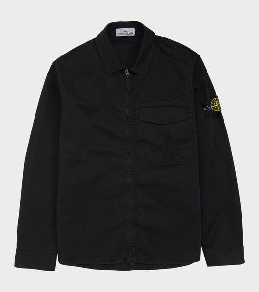 Cotton Zip Overshirt Black
