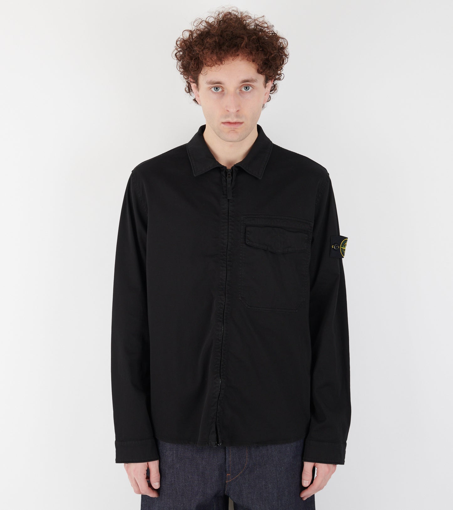 Cotton Zip Overshirt Black