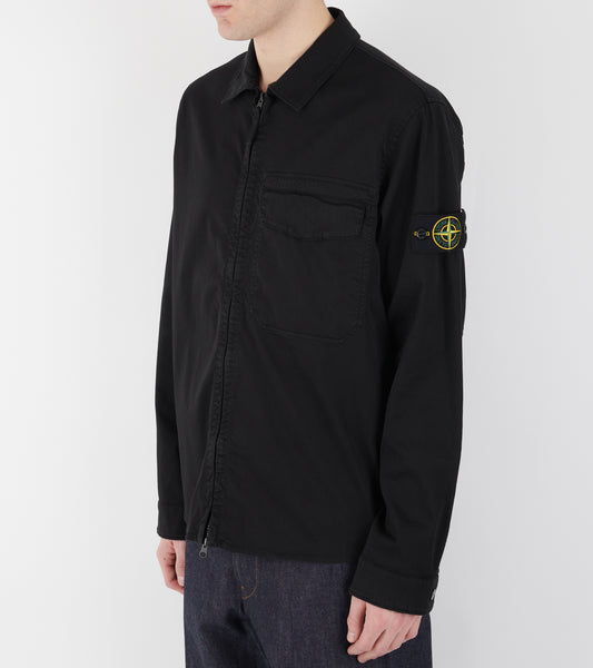 Cotton Zip Overshirt Black