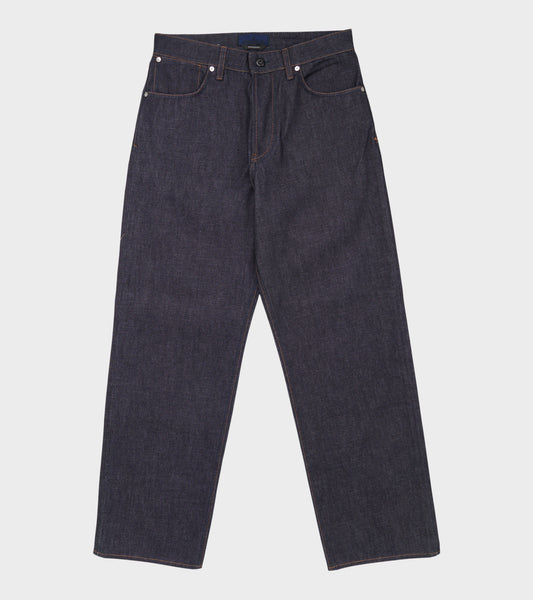 Indigo Denim Raw Jeans Loose Blue