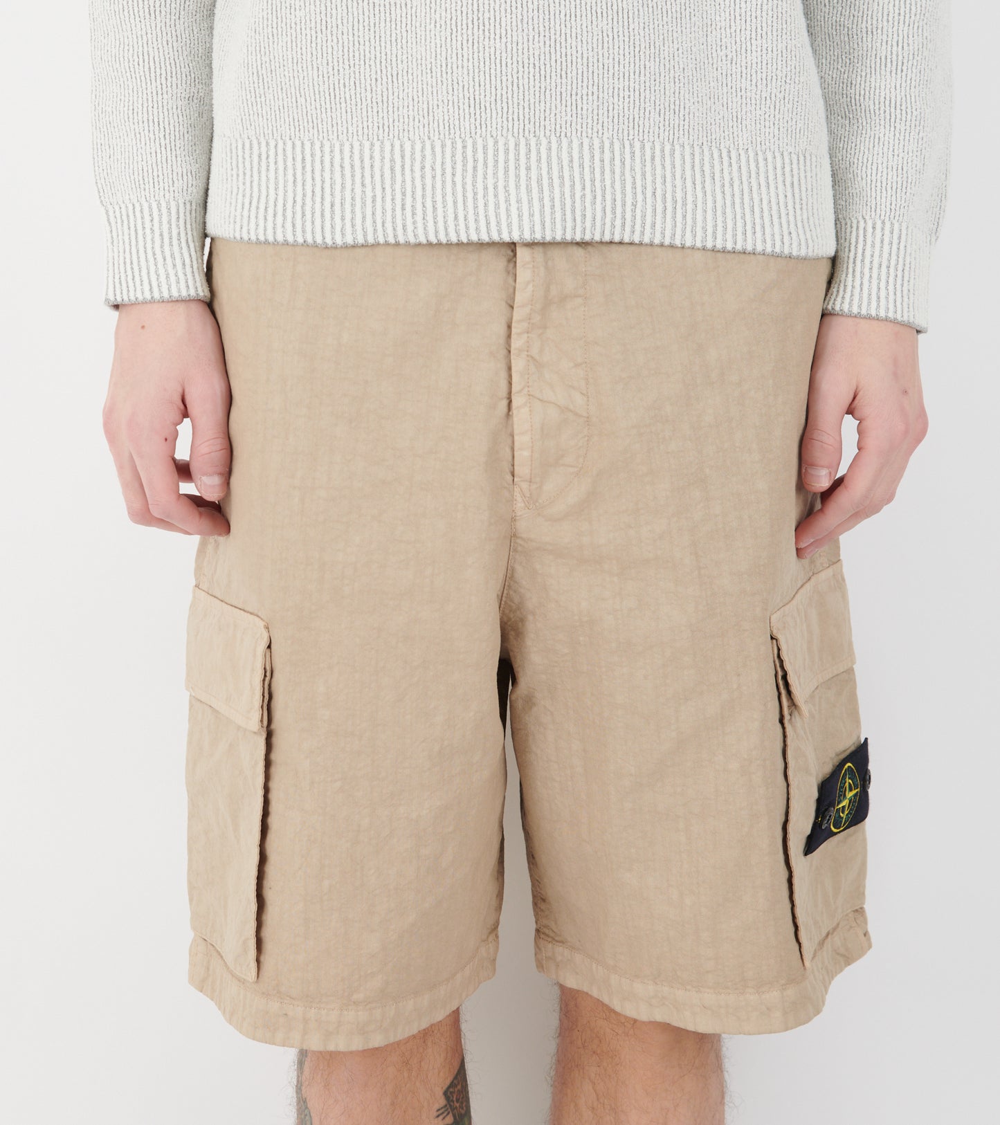 Loose Wide Leg Bermuda Shorts Beige