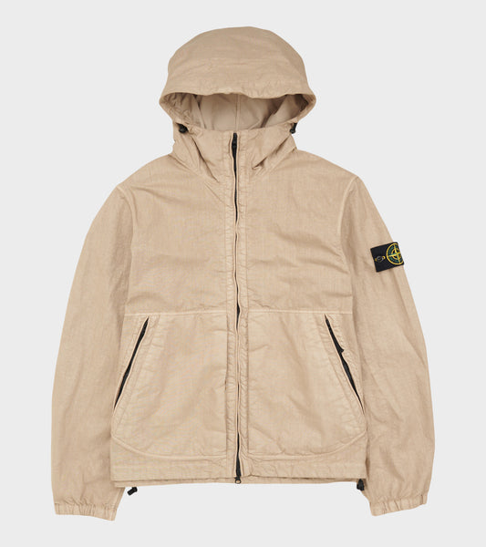 Organic-Look Nylon Panama-TC Jacket Beige