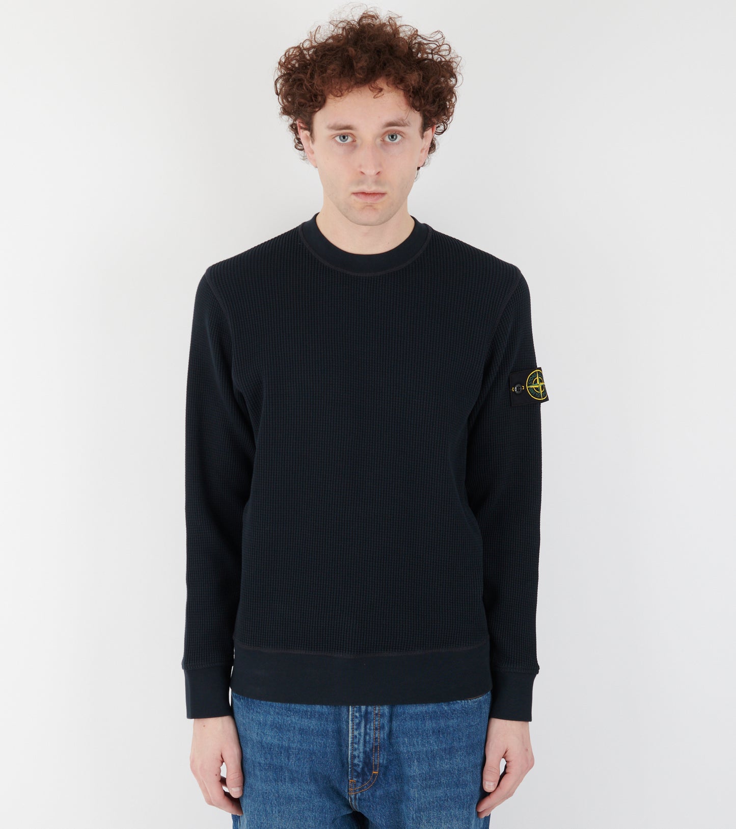 Waffle Cotton Sweatshirt Navy