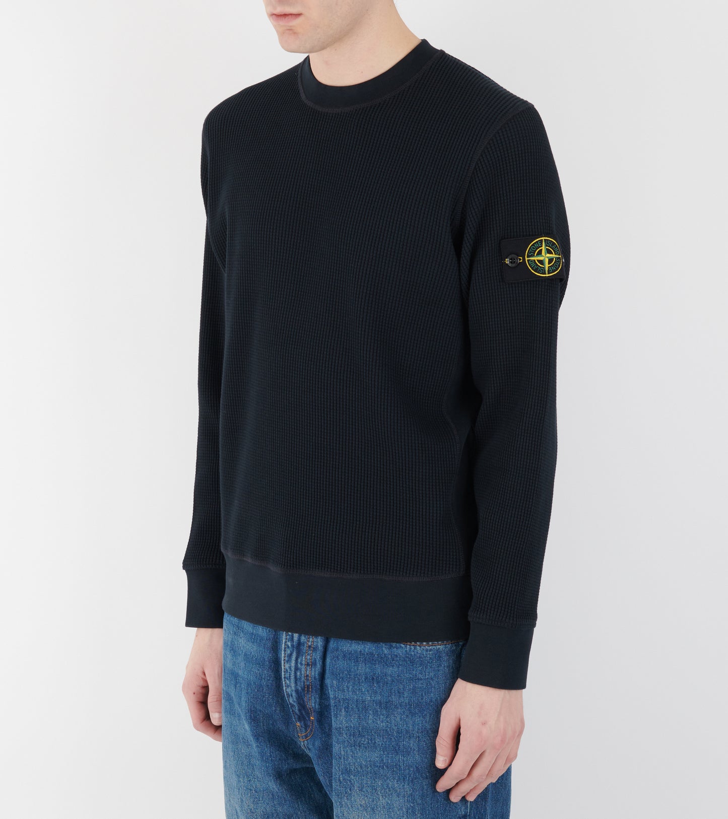 Waffle Cotton Sweatshirt Navy
