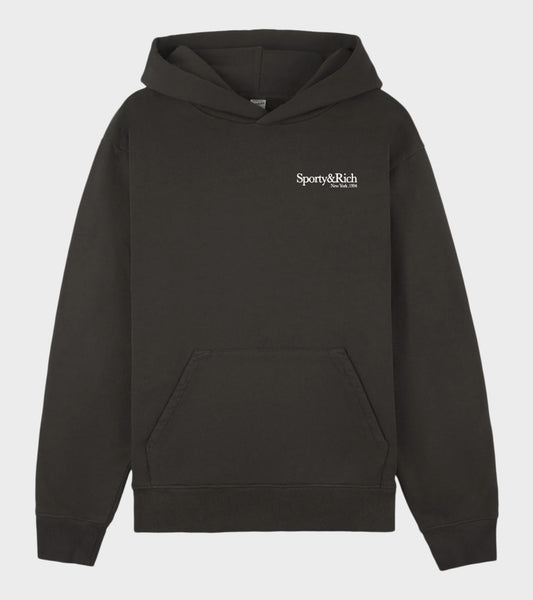Serif Logo Hoodie Faded Black/White