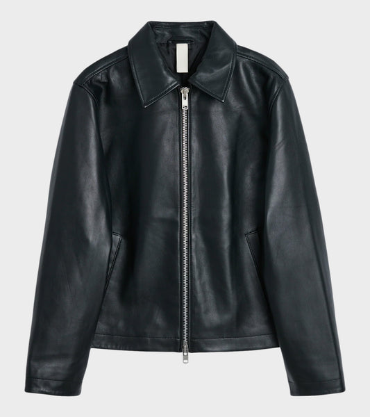 Short Leather Jacket Black