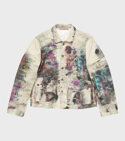 Trompe L'oeil Print Jacket White/Multi