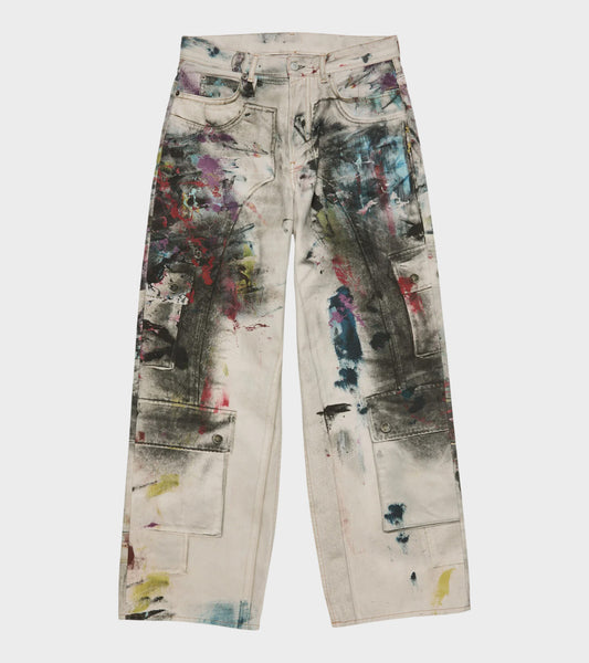 1981 Baggy Fit Trompe L'oeil Print Jeans White/Multi