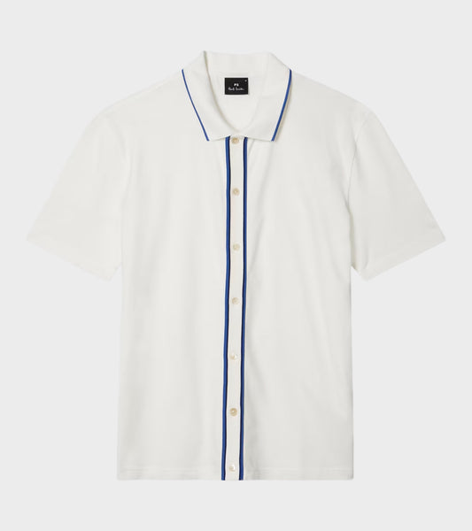 S/S Button Front Polo White