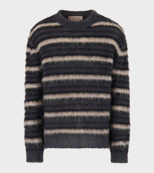 Striped Mohair Jumper Dark Grey