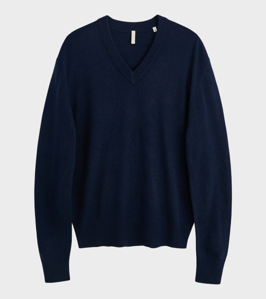Moon Merino V Neck Navy