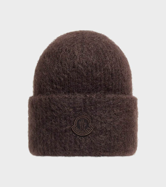 Mohair Wool Blend Beanie Dark Brown